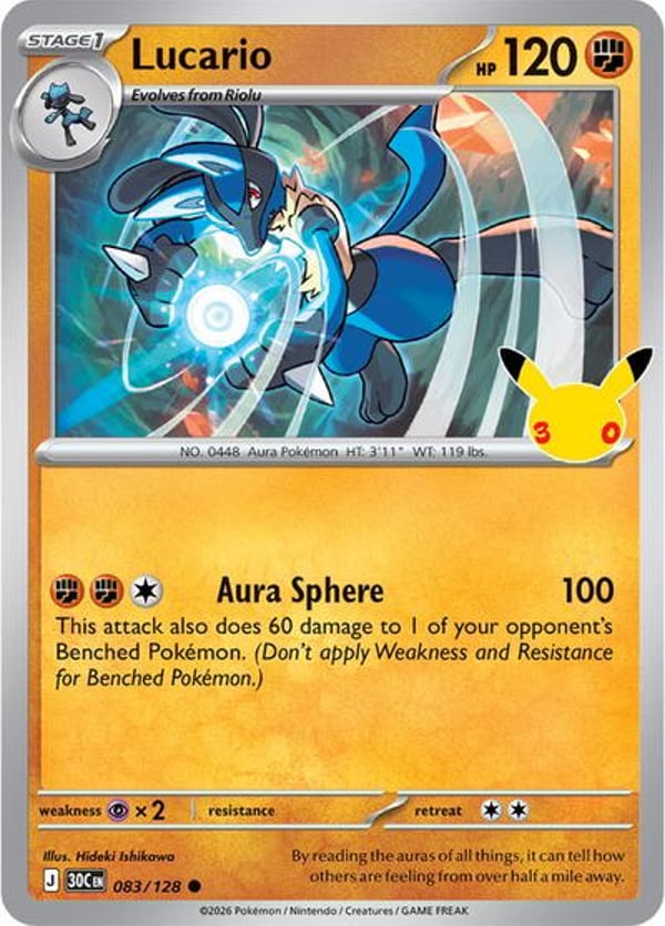 Lucario #83 – Common – 30th Celebration