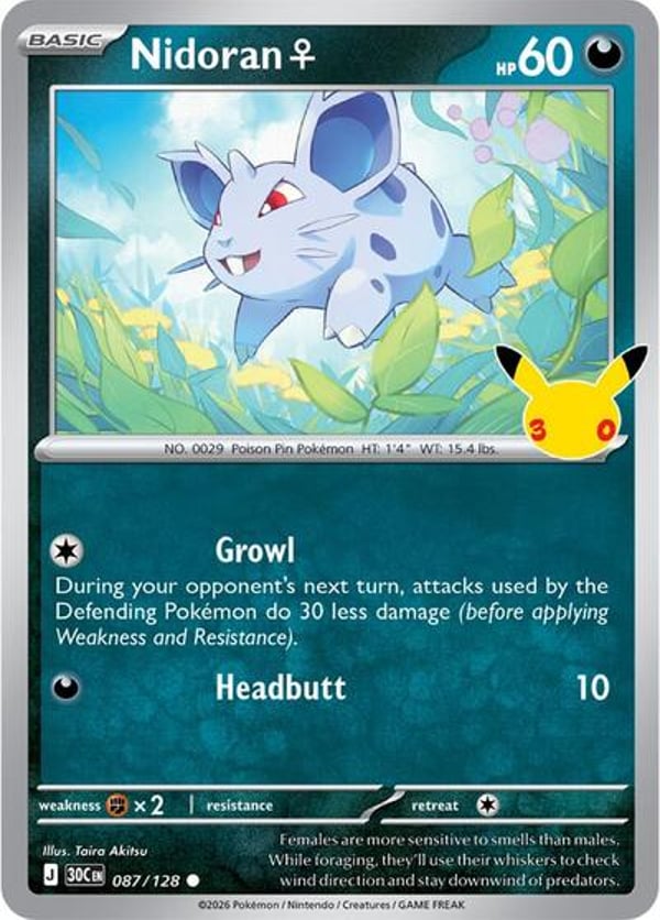 Nidoran F #87 – Common – 30th Celebration