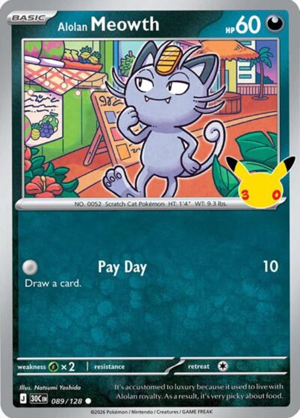 Alolan Meowth #89 – Common – 30th Celebration