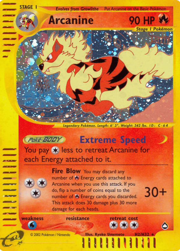 Arcanine – Rare Holo – Aquapolis