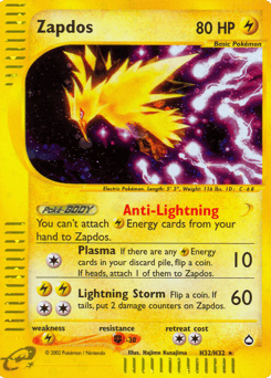 Zapdos – Rare Holo – Aquapolis