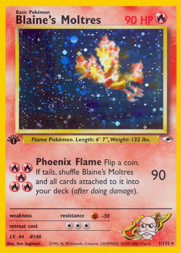 Blaine's Moltres – Rare Holo – Gym Heroes