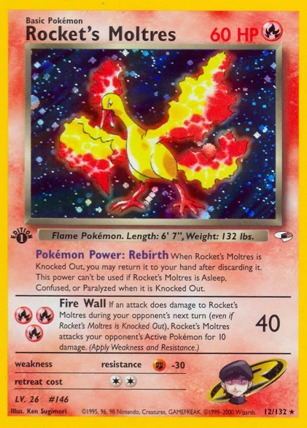 Rocket's Moltres – Rare Holo – Gym Heroes