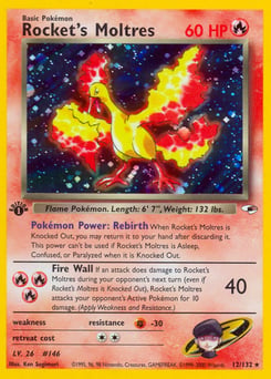 Rocket's Moltres – Rare Holo – Gym Heroes