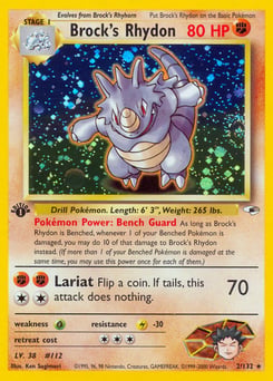 Brock's Rhydon – Rare Holo – Gym Heroes