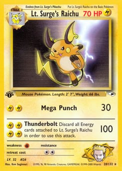 Lt. Surge's Raichu – Rare – Gym Heroes