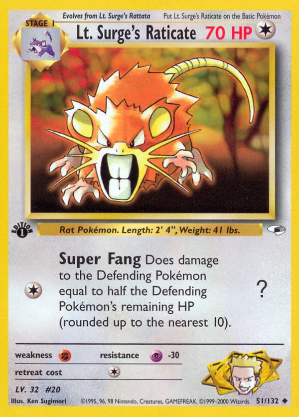 Lt. Surge's Raticate – Uncommon – Gym Heroes