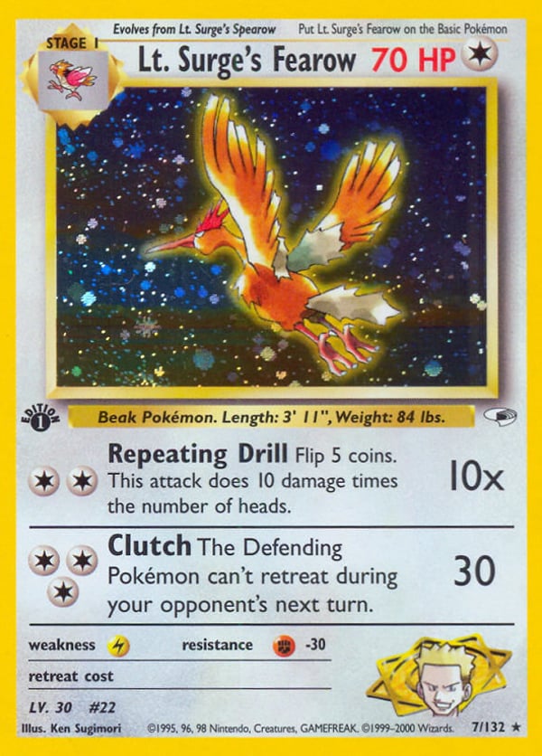 Lt. Surge's Fearow – Rare Holo – Gym Heroes