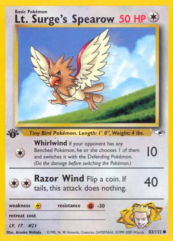 Lt. Surge's Spearow – Common – Gym Heroes