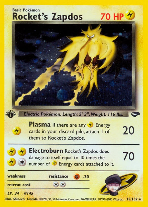 Rocket's Zapdos – Rare Holo – Gym Challenge