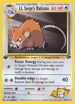 Lt. Surge's Raticate – Uncommon – Gym Challenge