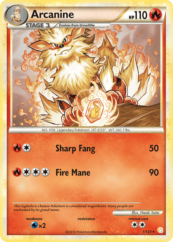 Arcanine – Rare Holo – HeartGold & SoulSilver