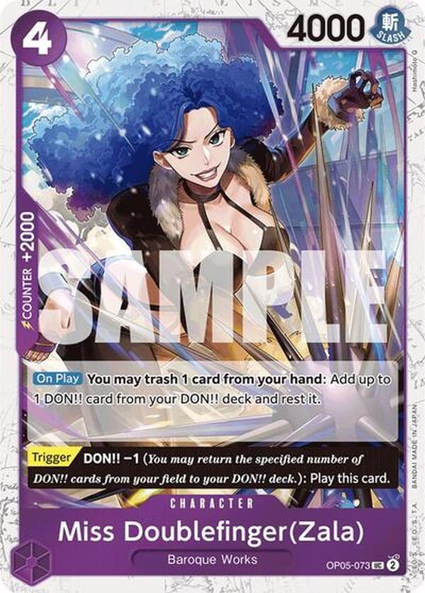 Miss Doublefinger(Zala) (Zala) (Jolly Roger Foil) OP05-073 — English PRB-01 printing