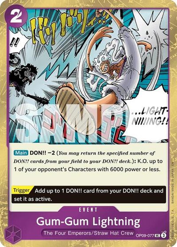 Gum-Gum Lightning (Pirate Foil) OP09-077 — English PRB-02 printing
