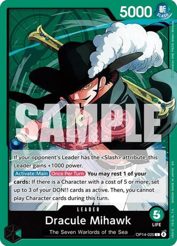 Dracule Mihawk OP14-020 — English OP-14 printing