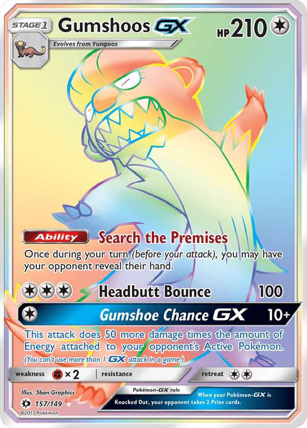 Gumshoos-GX – Rare Rainbow – Sun & Moon