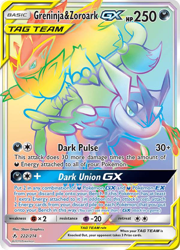 Greninja & Zoroark-GX – Rare Rainbow – Unbroken Bonds