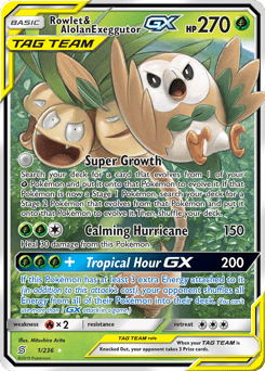 Rowlet & Alolan Exeggutor-GX – Rare Holo GX
