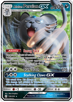 Alolan Persian-GX – Rare Holo GX – Cosmic Eclipse