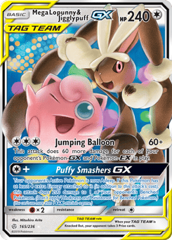 Mega Lopunny & Jigglypuff-GX – Rare Holo GX – Cosmic Eclipse