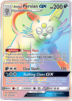 Alolan Persian-GX – Rare Rainbow – Cosmic Eclipse