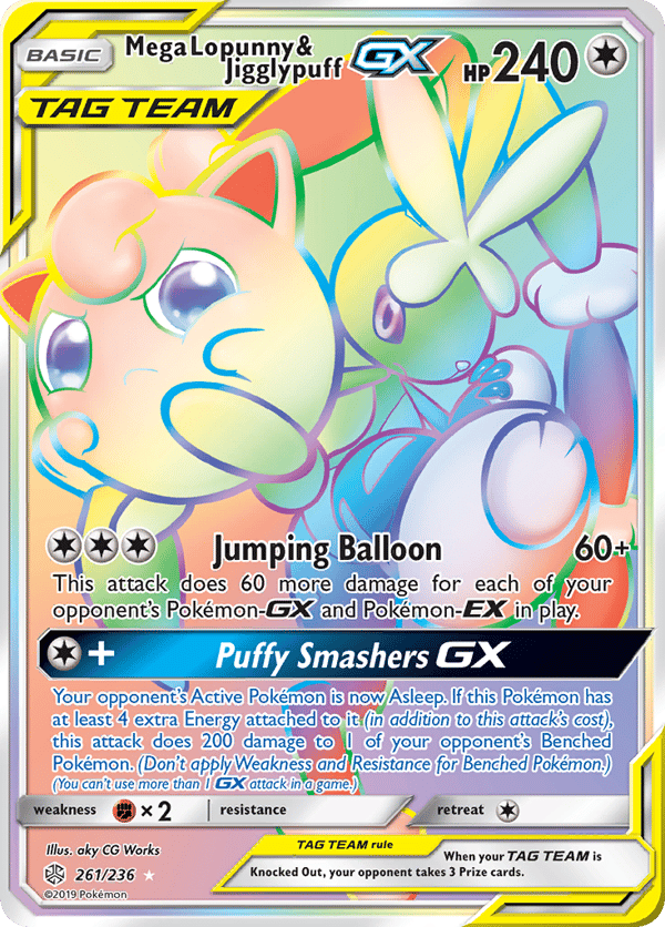 Mega Lopunny & Jigglypuff-GX – Rare Rainbow – Cosmic Eclipse