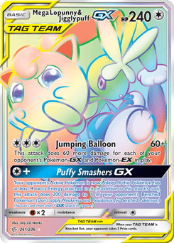 Mega Lopunny & Jigglypuff-GX – Rare Rainbow – Cosmic Eclipse