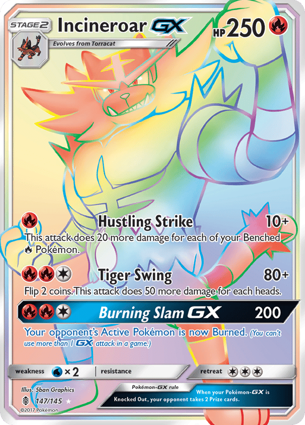 Incineroar-GX – Rare Rainbow – Guardians Rising