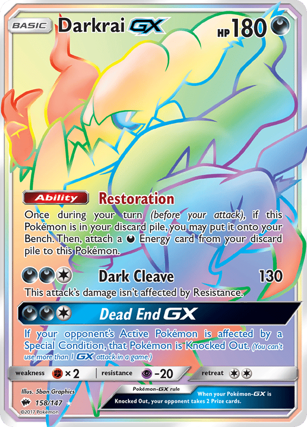 Darkrai-GX – Rare Rainbow – Burning Shadows