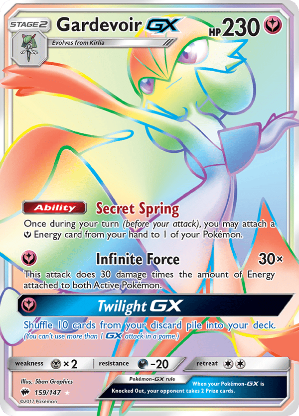 Gardevoir-GX – Rare Rainbow – Burning Shadows