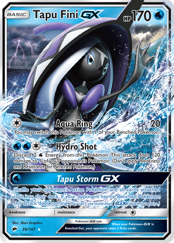 Tapu Fini-GX – Rare Holo GX – Burning Shadows