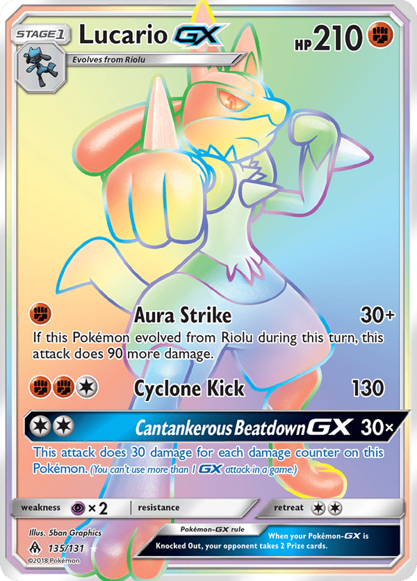Lucario-GX – Rare Rainbow – Forbidden Light