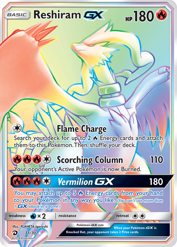 Reshiram-GX – Rare Rainbow – Dragon Majesty