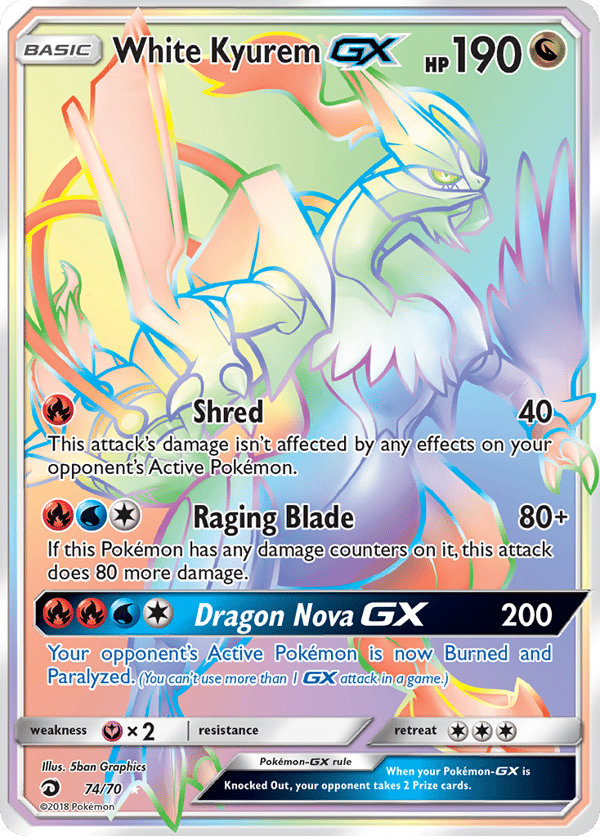 White Kyurem-GX – Rare Rainbow – Dragon Majesty