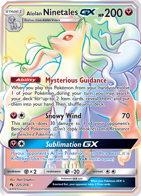 Alolan Ninetales-GX – Rare Rainbow – Lost Thunder