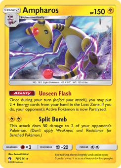 Ampharos – Rare Holo – Lost Thunder