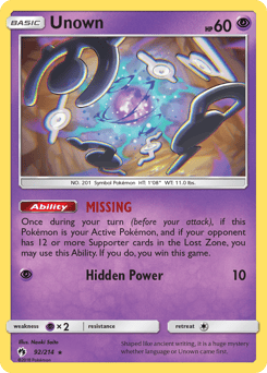 Unown – Rare – Lost Thunder