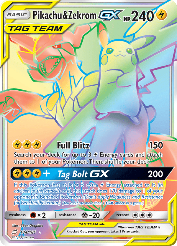 Pikachu & Zekrom-GX – Rare Rainbow – Team Up