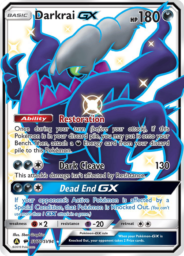 Darkrai-GX – Rare Shiny GX – Hidden Fates Shiny Vault