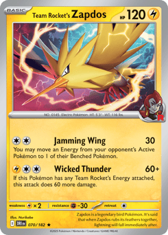 Team Rocket's Zapdos – Rare – Destined Rivals