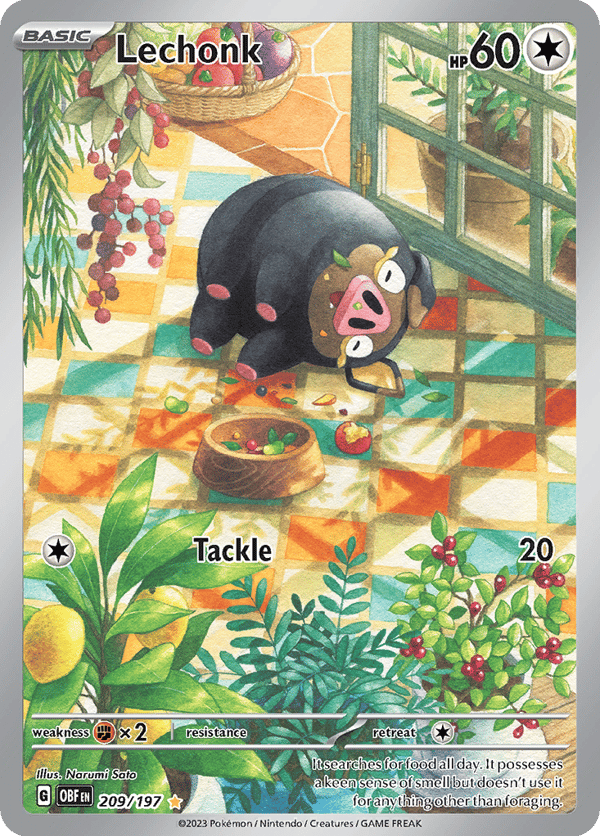Lechonk – Illustration Rare – Obsidian Flames