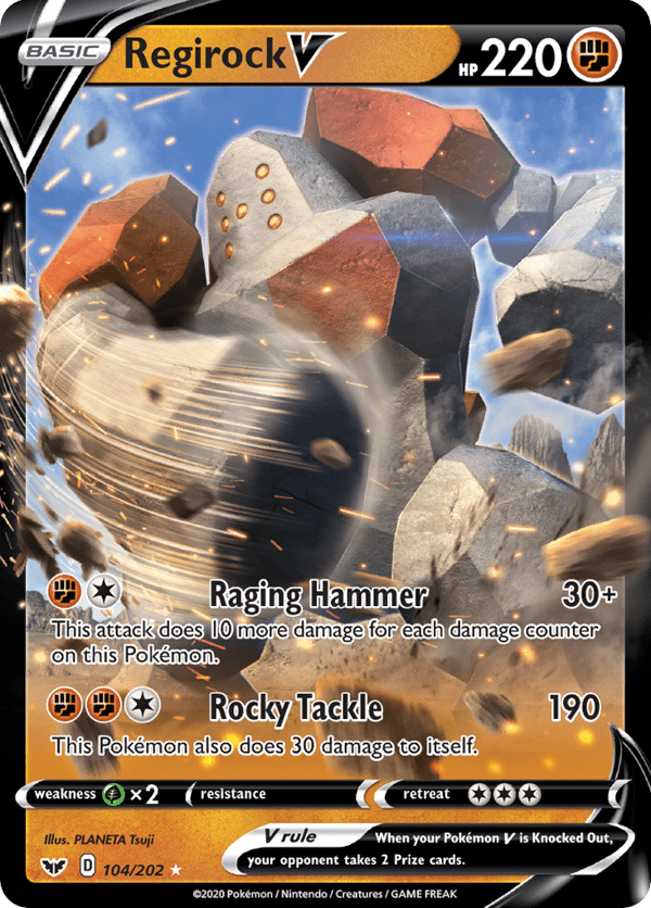 Regirock V – Rare Holo V – Sword & Shield