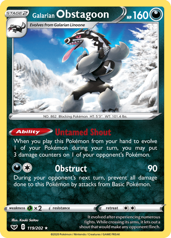 Galarian Obstagoon – Rare Holo – Sword & Shield
