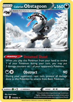 Galarian Obstagoon – Rare Holo – Sword & Shield