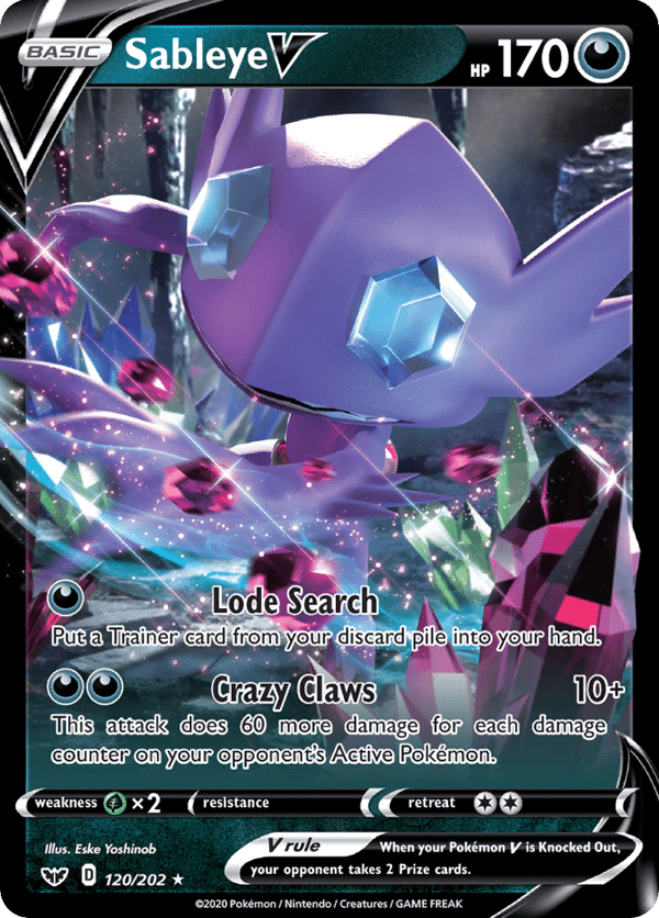 Sableye V – Rare Holo V – Sword & Shield
