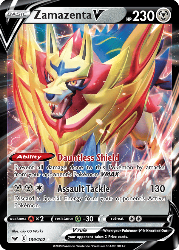 Zamazenta V – Rare Holo V – Sword & Shield