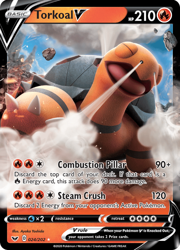 Torkoal V – Rare Holo V – Sword & Shield