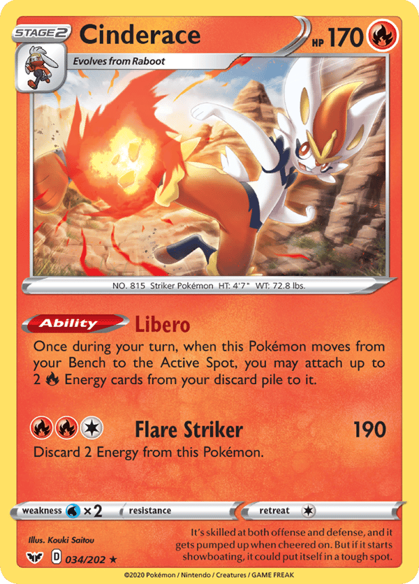 Cinderace – Rare Holo – Sword & Shield