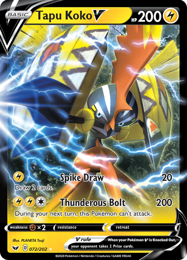 Tapu Koko V – Rare Holo V – Sword & Shield