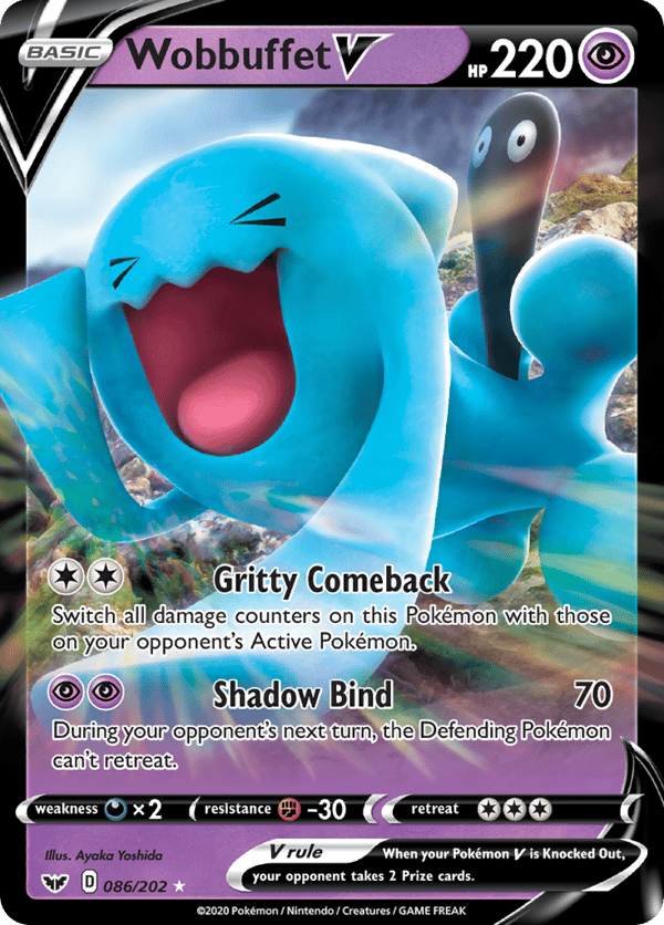 Wobbuffet V – Rare Holo V – Sword & Shield